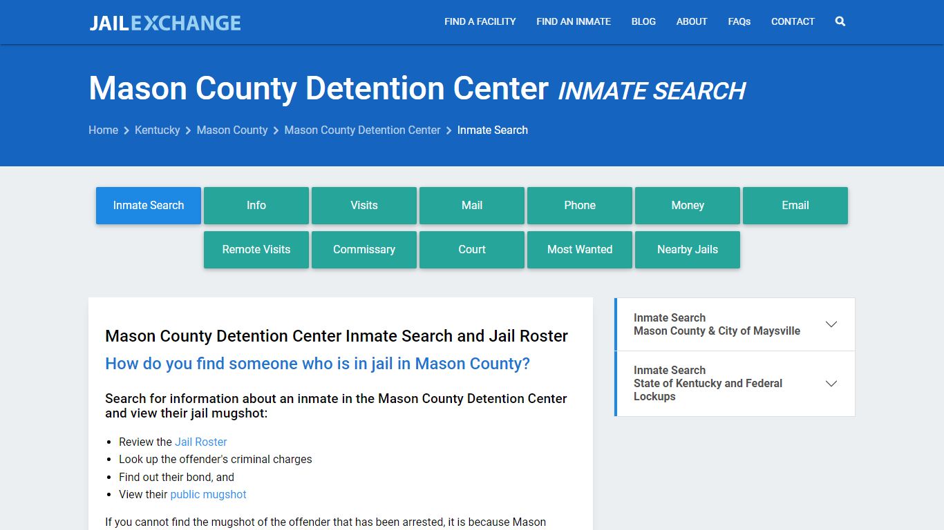 Mason County Detention Center Inmate Search - Jail Exchange