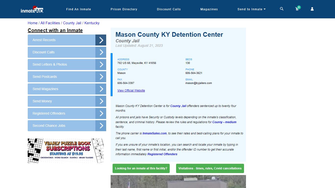 Mason County KY Detention Center - Inmate Locator - Maysville, KY